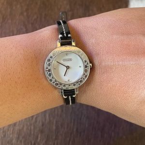 COACH Watch with patten leather band